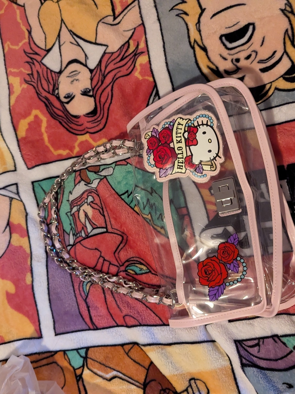 hello kitty 2008 clear purse/bag with chain handle